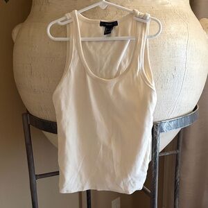 Forever 21 Ivory Ribbed Tank with Knot Straps